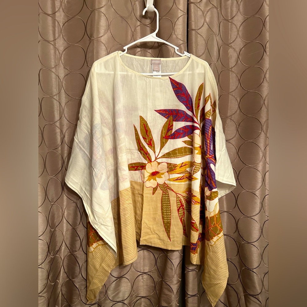 Brand new Chico’s tropical poncho. Size L/XL